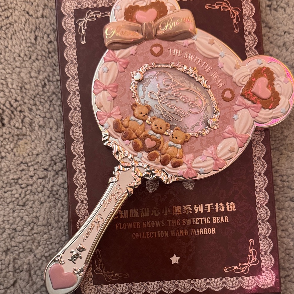 Flower Knows Sweetie Bear Collection Hand Mirror - Pink